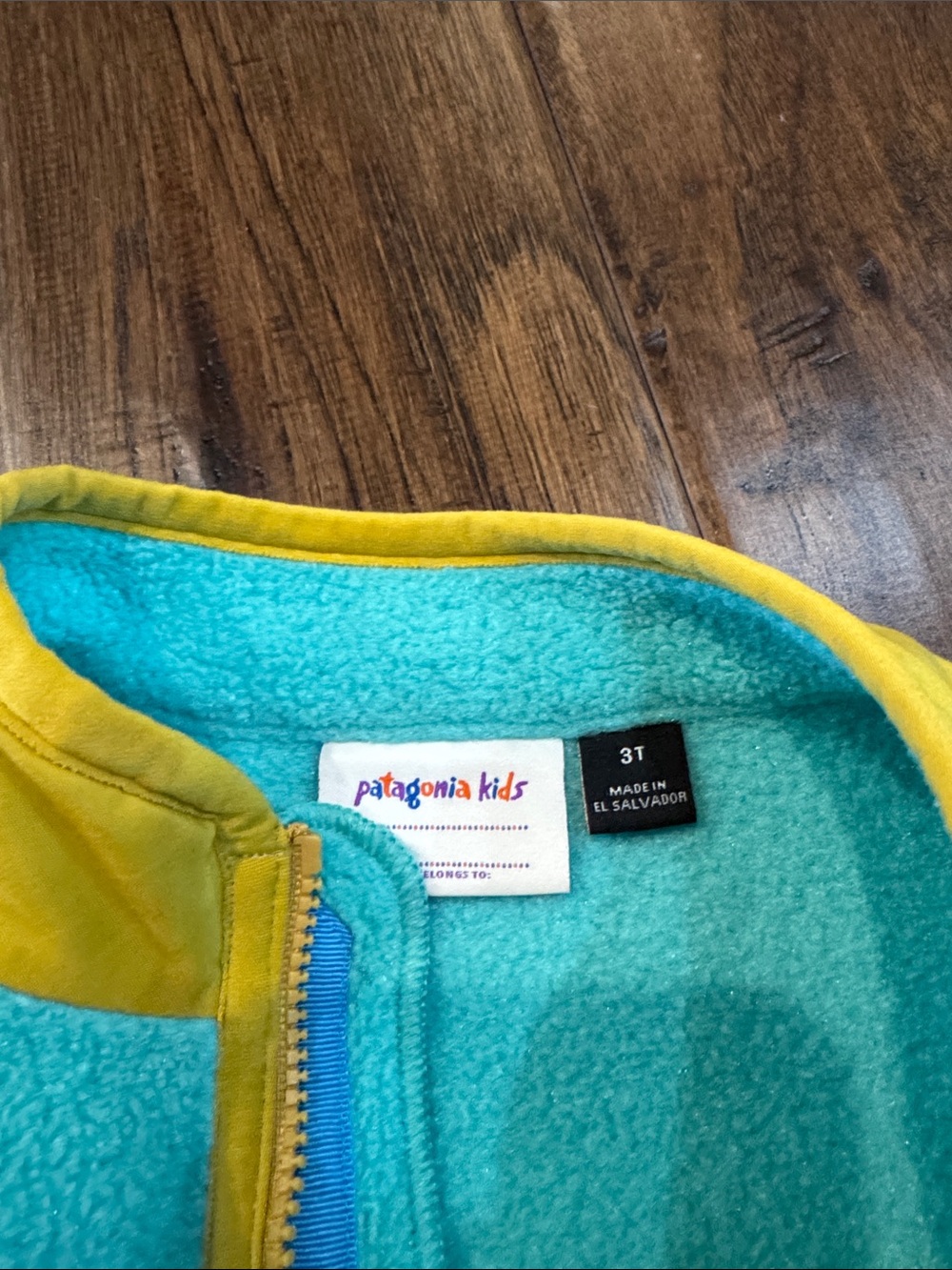 Patagonia Kids Teal Fleece Jacket and Overalls with Red and Yellow Accents - Picture 3 of 3